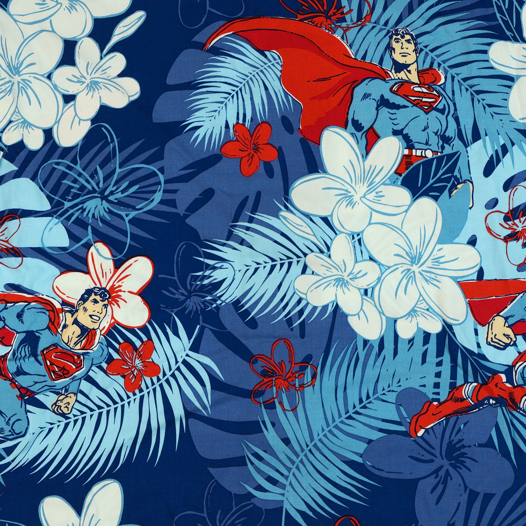 DC Comics Superman Shirt Tropical Floral Hawaiian Men's Button Up Woven Top