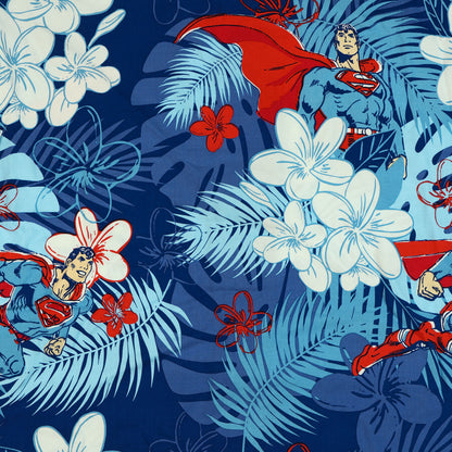 DC Comics Superman Shirt Tropical Floral Hawaiian Men's Button Up Woven Top