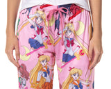 Sailor Moon Women's Allover Character Print Adult Lounge Pajama Pants - Seven Times Six