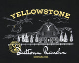 Yellowstone TV Show Men's Helicopter Dutton Ranch Montana T-Shirt Adult