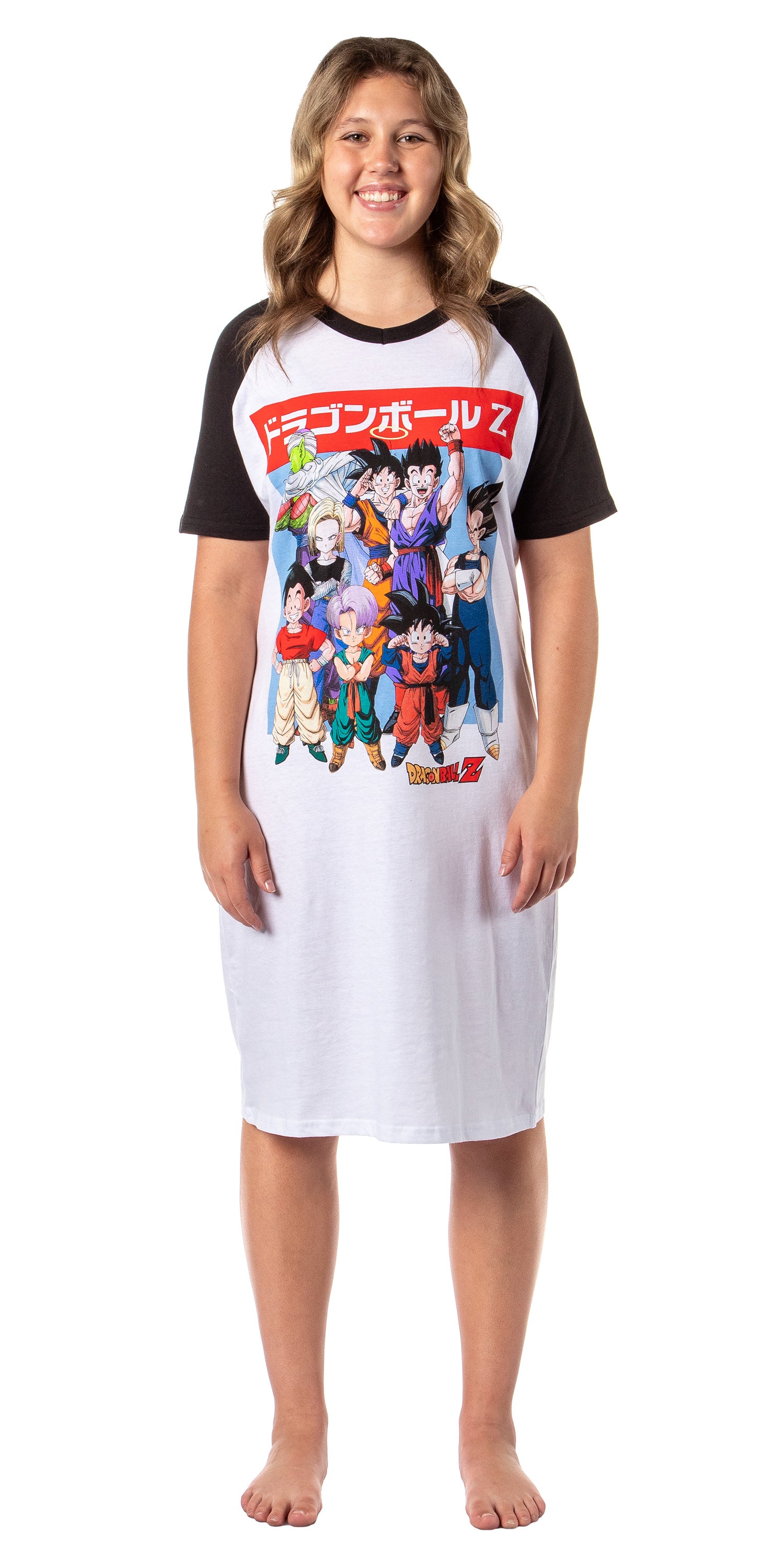 Dragon Ball Z Womens' Goku Gohan Vegeta Group Shot Pajama Sleep Shirt
