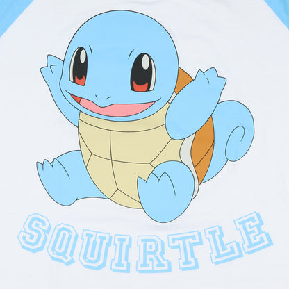 Pokemon Pajama Women's Squirtle Varsity Raglan Sleep Shirt V-Neck Nightgown (L)