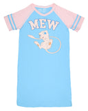Pokemon Pajama Women's Mew Varsity Raglan Sleep Shirt V-Neck Nightgown (XS)