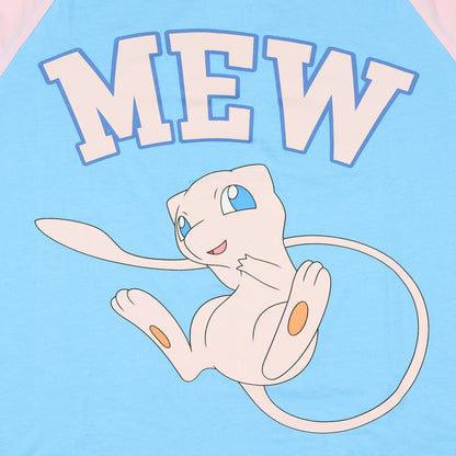 Pokemon Pajama Women's Mew Varsity Raglan Sleep Shirt V-Neck Nightgown (XL)