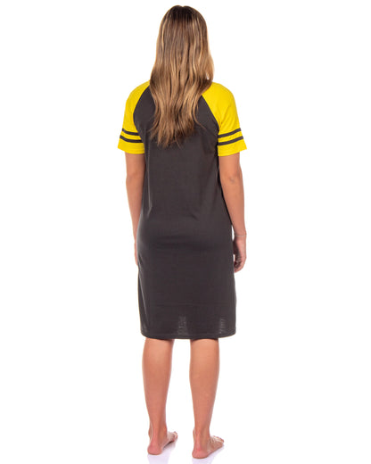 Pokemon Pajama Women's Pikachu Varsity Raglan Sleep Shirt V-Neck Nightgown (M)