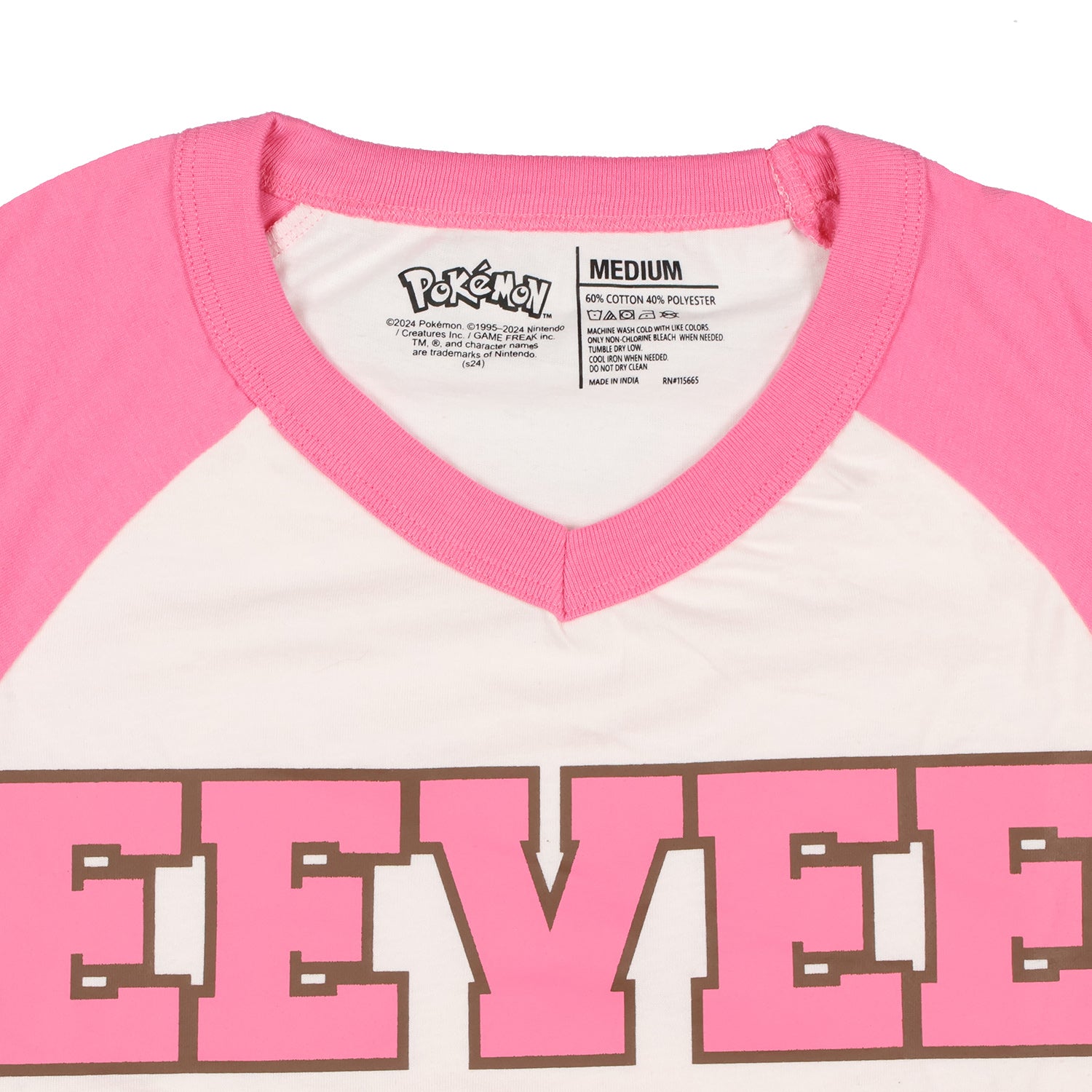 Pokemon Pajama Women's Eevee Varsity Raglan Sleep Shirt V-Neck Nightgown (XL)