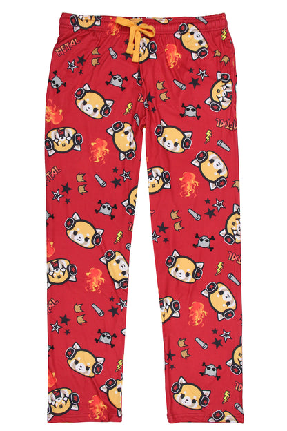 Aggretsuko Women's Pajama Pants Death Metal Rock Adult Lounge Sleep Bottoms