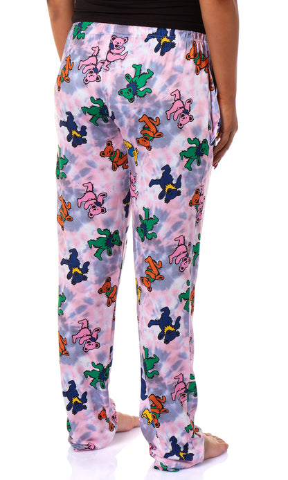 Grateful Dead Women's Dancing Bears Tie-Dye Sleep Pajama Pants Elastic Waist