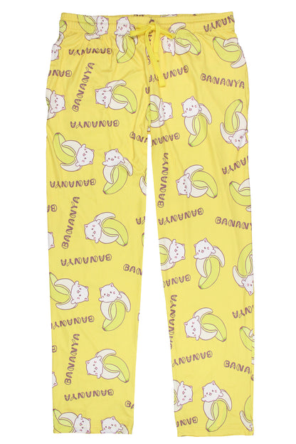 Bananya Women's Bananya Cat and Title All Over Print Lounge Pajama Pants