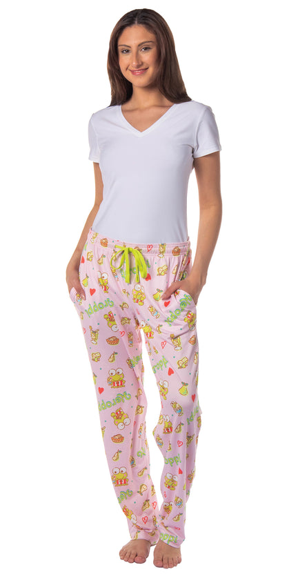 Sanrio Keroppi Women's Pajama Pants Allover Print Adult Lounge Sleep Bottoms