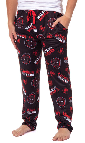 Marvel Spiderman Miles Morales Men's Allover Pattern Adult Pajama Pants