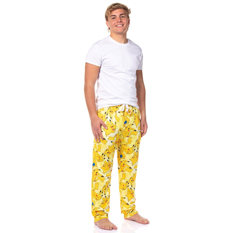 Pokémon Men's Pikachu Allover Character Subtle Tie Dye Adult Pajama Pants