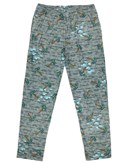 Minecraft Pajama Pants For Men Digging For Diamonds Pickaxe Sleep Bottoms