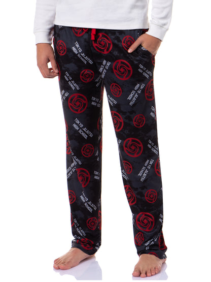 Jujutsu Kaisen Men's Tokyo jujutsu Logo Allover Print Lounge Pants