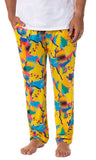 Pokemon Men's Pikachu Pajama Pants Allover Multicolor Lounge Sleep Bottoms