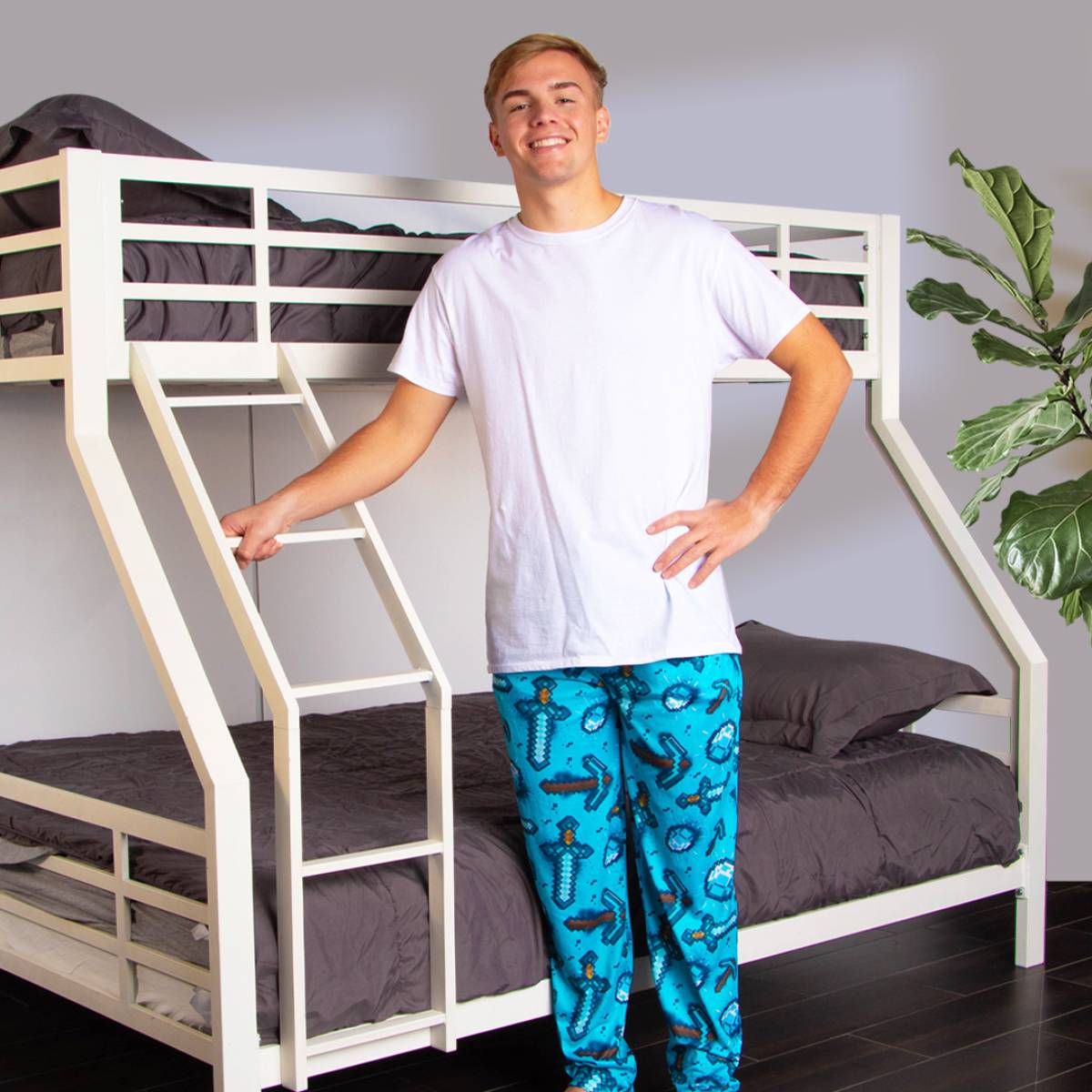 Men's Minecraft Pajama Pants Diamond Art Pickaxe And Sword Sleep Pants