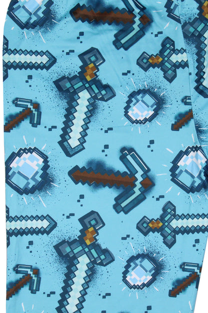 Men's Minecraft Pajama Pants Diamond Art Pickaxe And Sword Sleep Pants