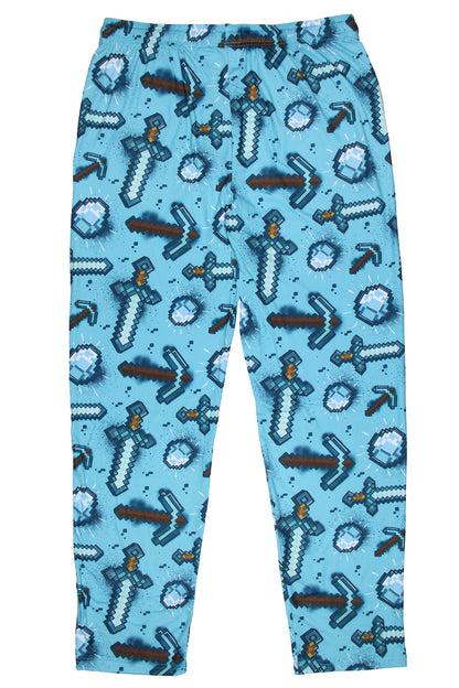 Men's Minecraft Pajama Pants Diamond Art Pickaxe And Sword Sleep Pants