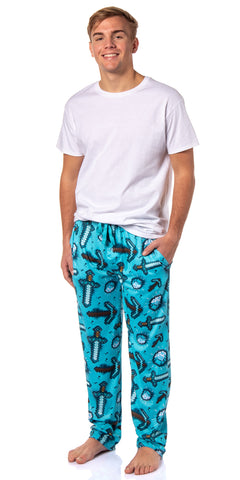 Men's Minecraft Pajama Pants Diamond Art Pickaxe And Sword Sleep Pants