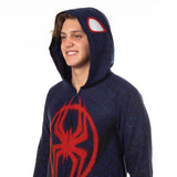Marvel Spider-Man Miles Morales Union Suit Adult One Piece Hooded Pajamas