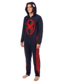 Marvel Spider-Man Miles Morales Union Suit Adult One Piece Hooded Pajamas