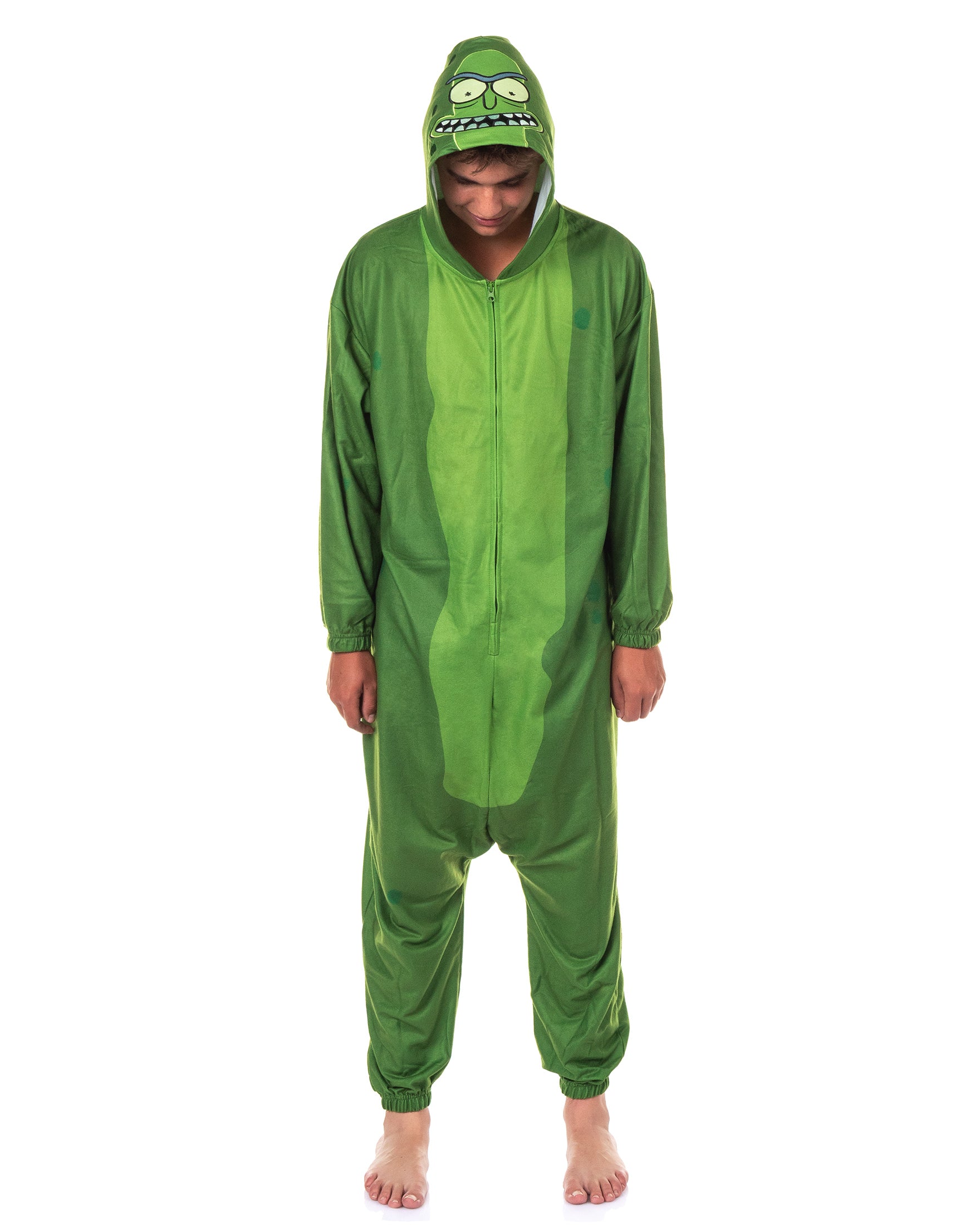 Rick and Morty Union Suit Men's Pickle Rick Kigurumi Full Zip Costume Pajama