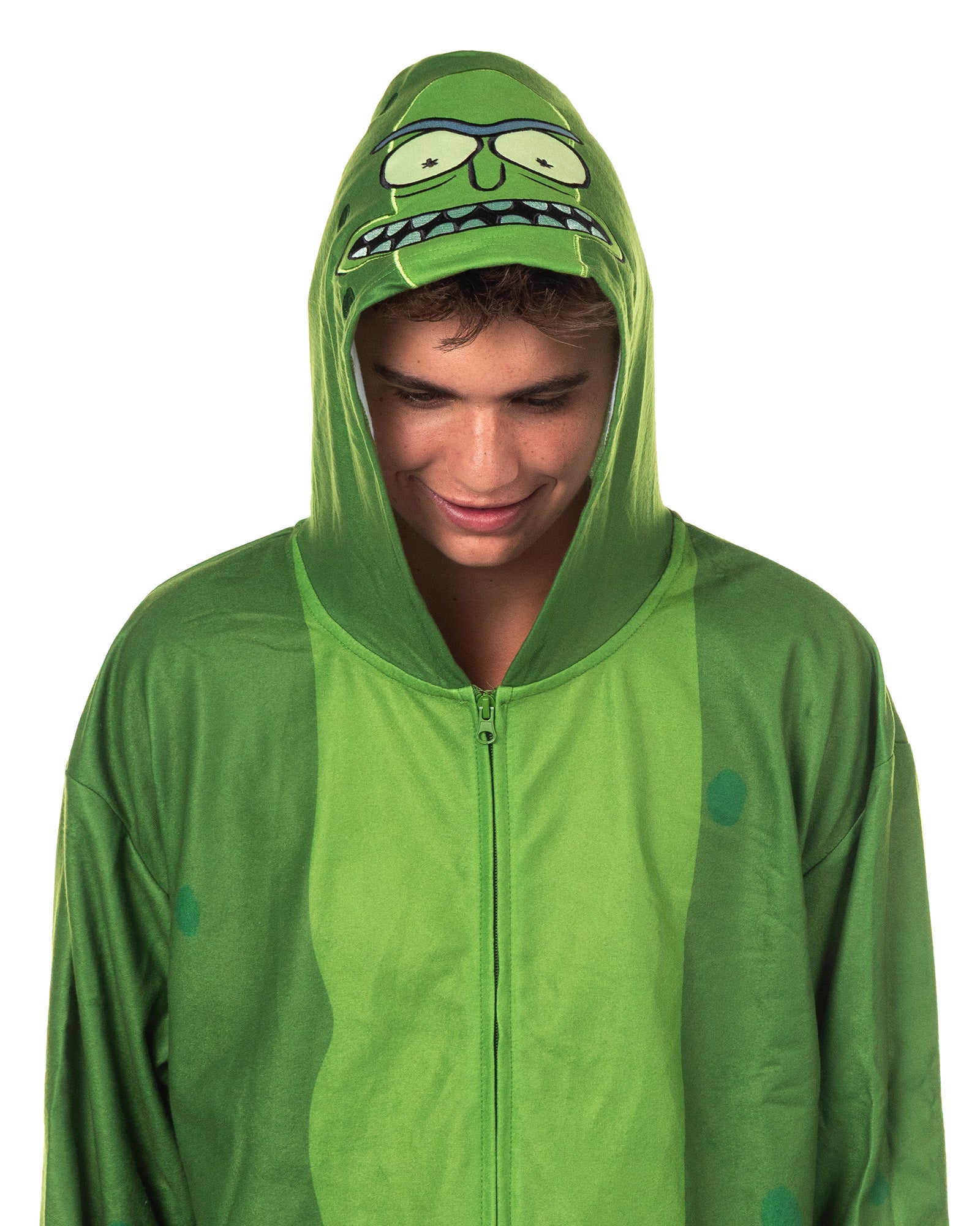 Rick and Morty Union Suit Men's Pickle Rick Kigurumi Full Zip Costume Pajama