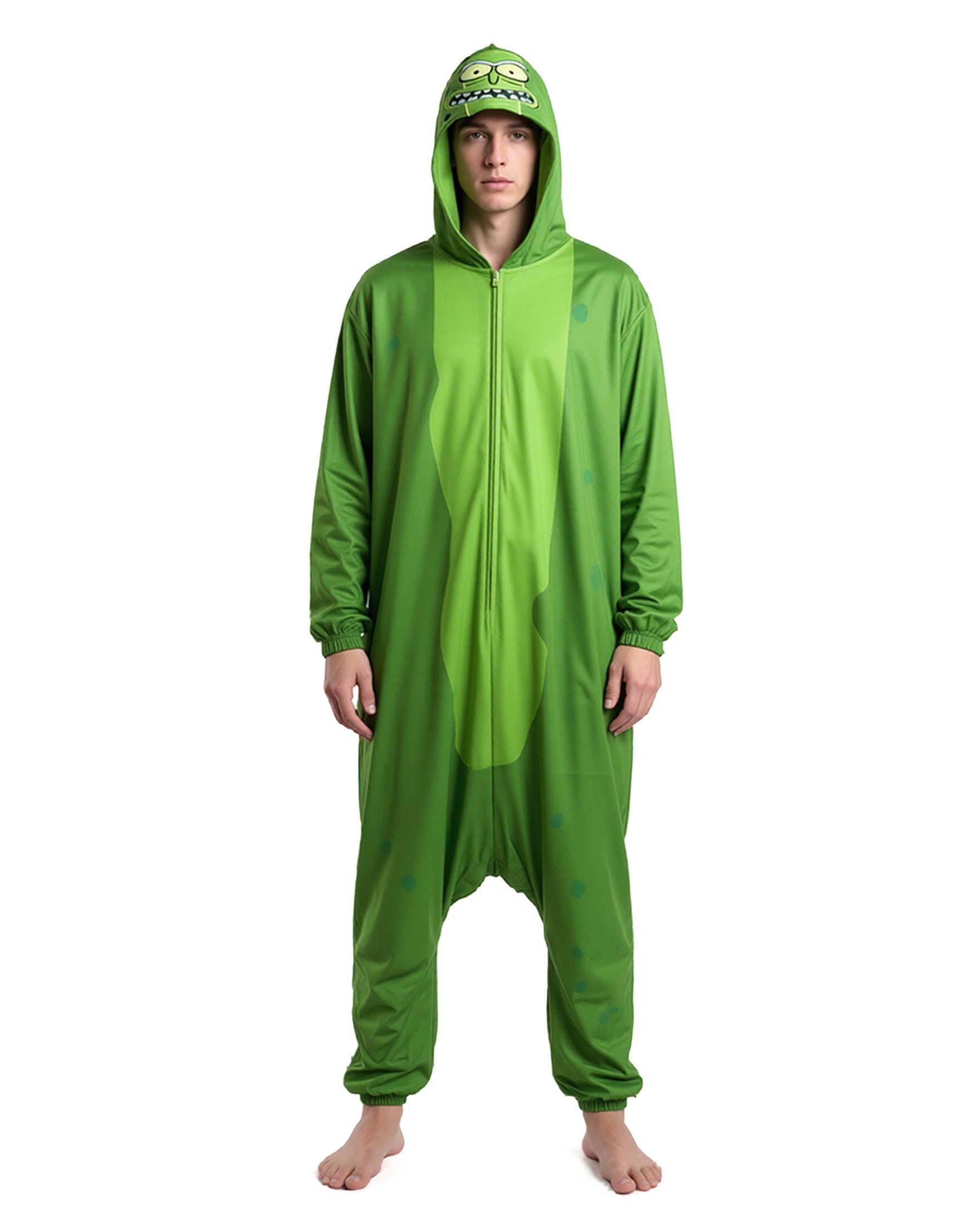 Rick and Morty Union Suit Men's Pickle Rick Kigurumi Full Zip Costume Pajama