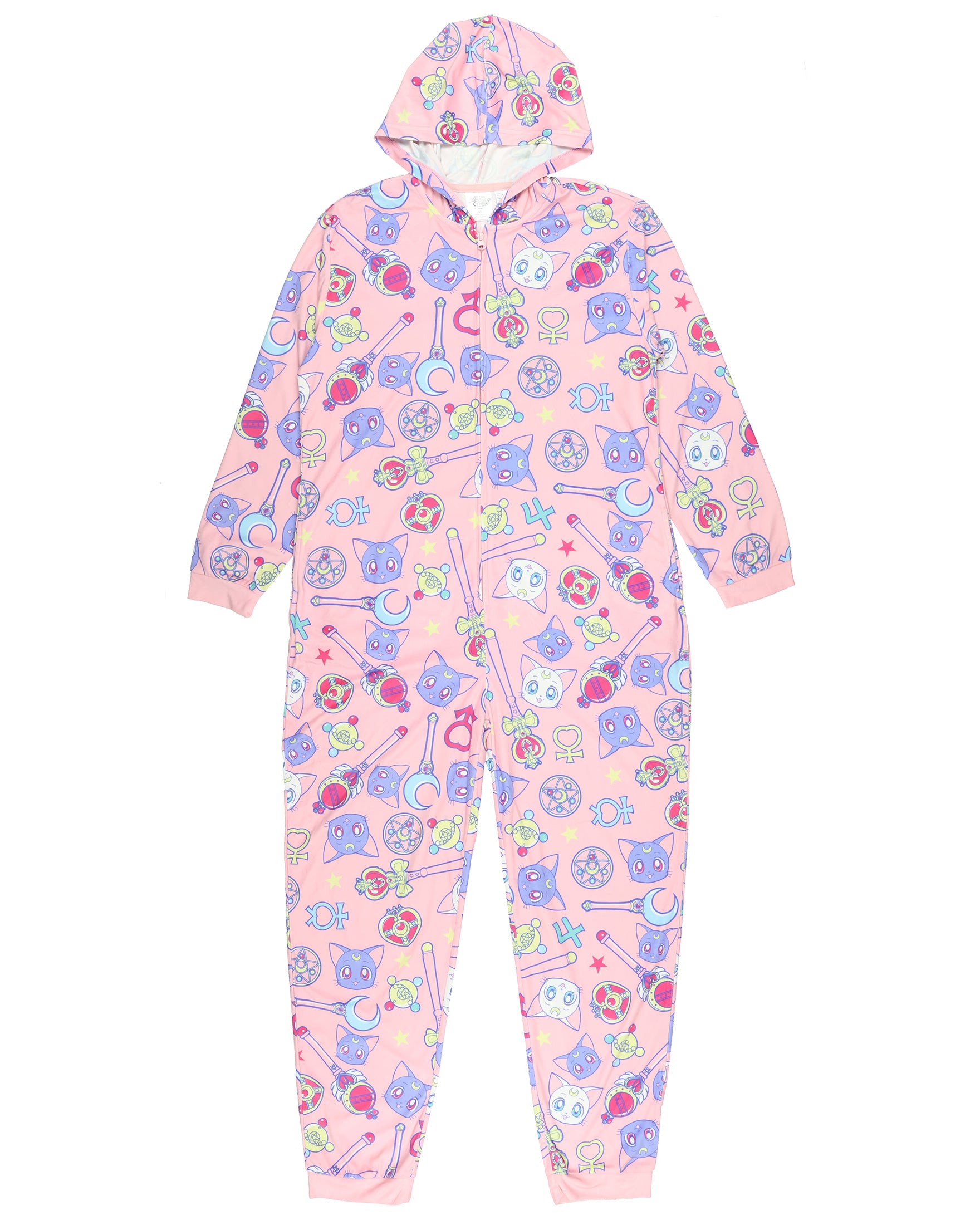 Sailor Moon Women's Series Inspired Hooded Zip Up Footless Union Suit (S/M)