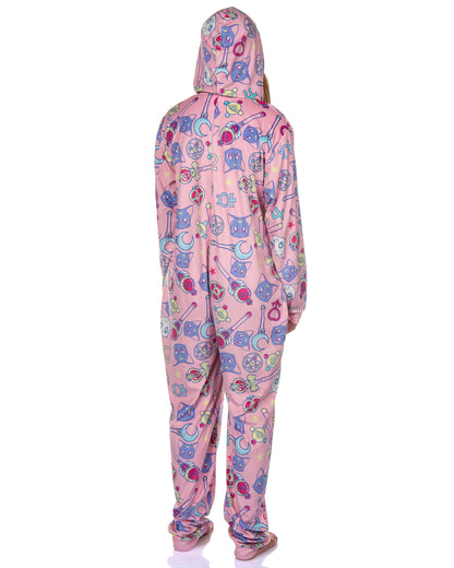 Sailor Moon Women's Series Inspired Hooded Zip Up Footless Union Suit (S/M)