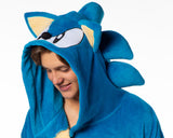 Sonic The Hedgehog Adult Plush Fleece Hooded Bathrobe