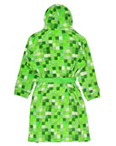 Minecraft Men's Pixelated Creeper Soft Fleece Hooded Bathrobe