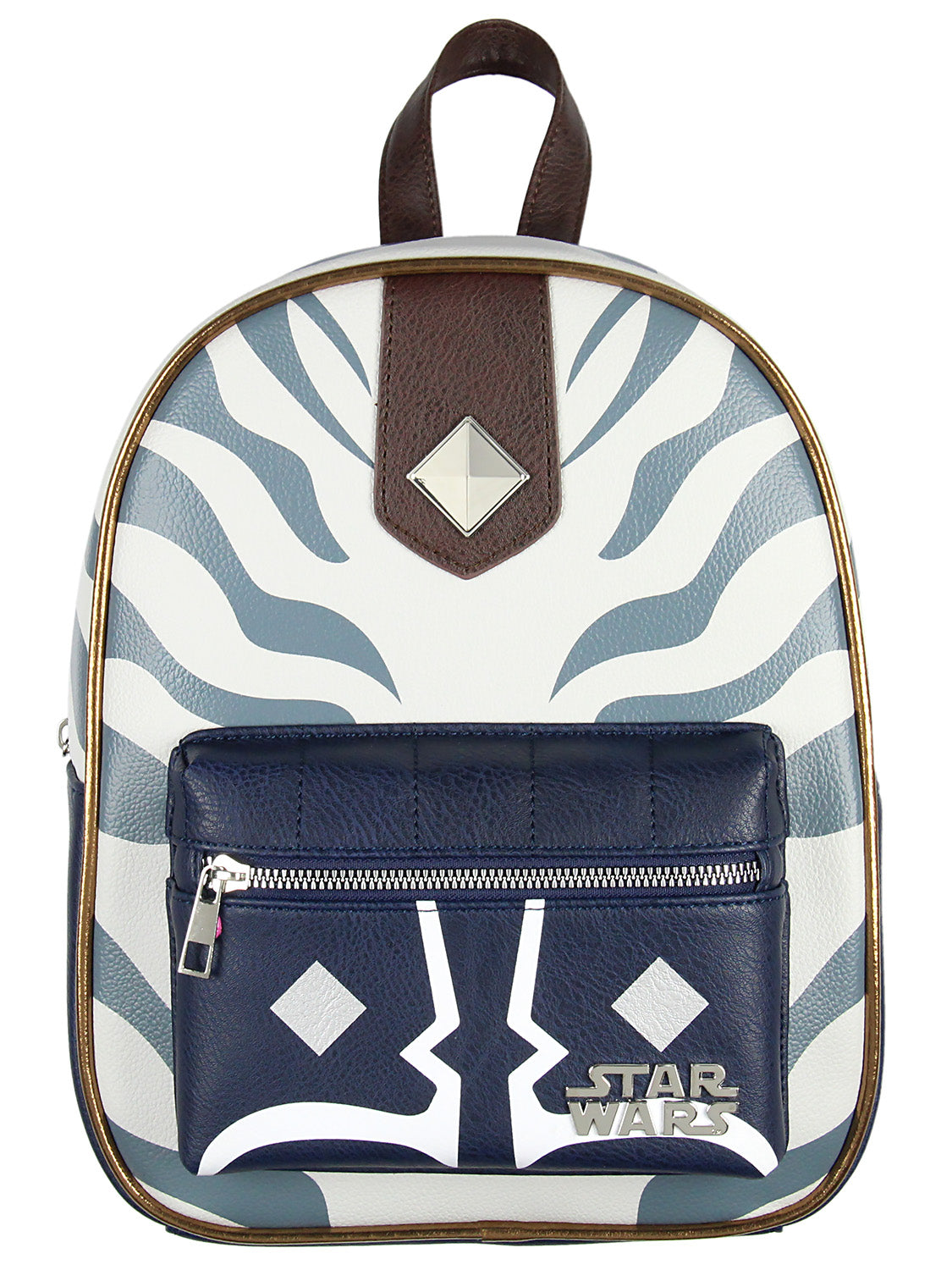 Star Wars Ahsoka Tano Character Pattern Faux Leather Tote Bag Mini Backpack 12"