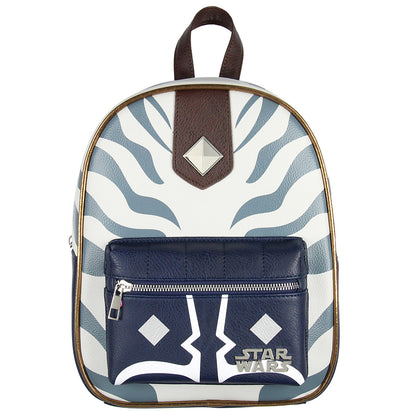 Star Wars Ahsoka Tano Character Pattern Faux Leather Tote Bag Mini Backpack 12"