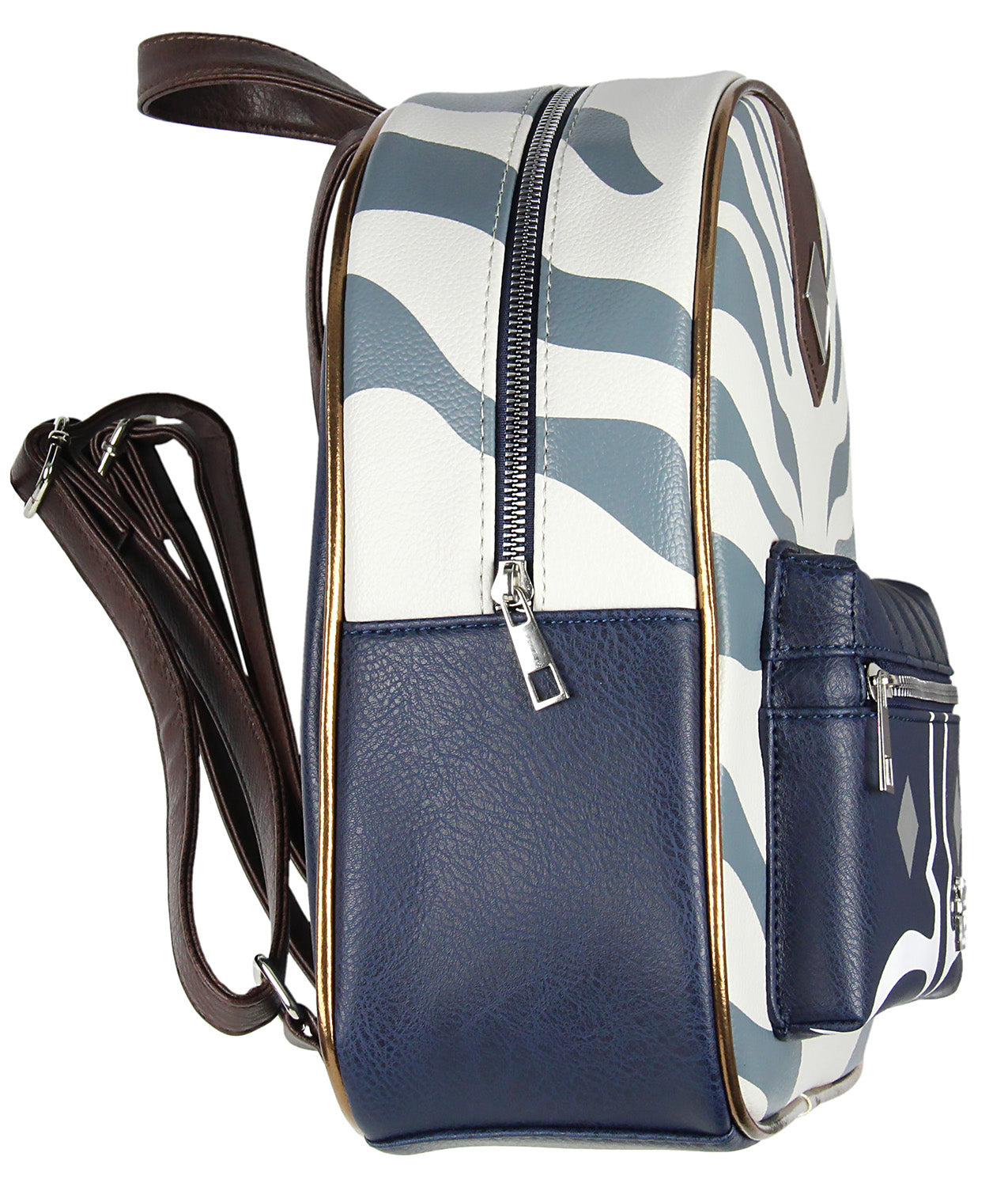 Star Wars Ahsoka Tano Character Pattern Faux Leather Tote Bag Mini Backpack 12"