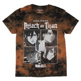 Attack On Titan Men's Anime Manga Tie Dye Adult Short Sleeve T-Shirt