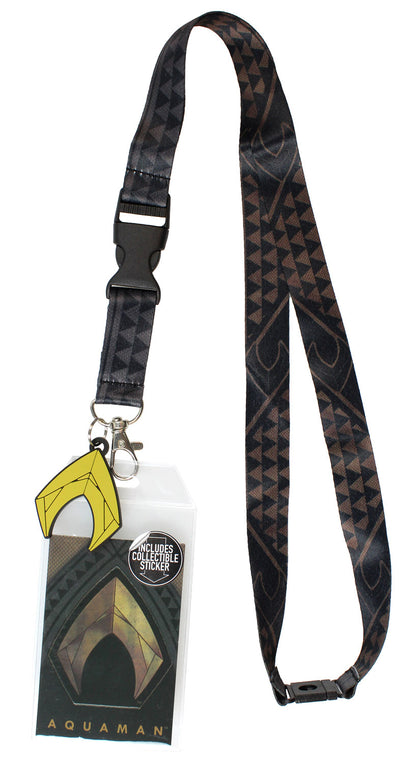 DC Comics Aquaman Costume Lanyard ID Holder & Charm Badge With Sticker