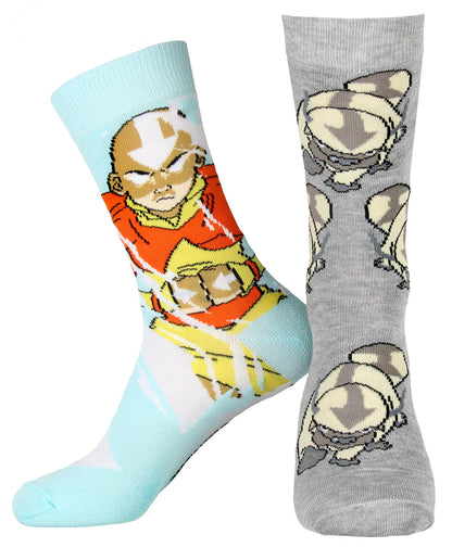 Avatar The Last Airbender Aang and Appa Character Adult Crew Socks 2 Pair - Seven Times Six