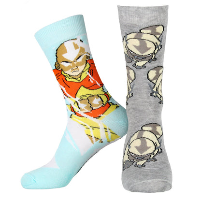Avatar The Last Airbender Aang and Appa Character Adult Crew Socks 2 Pair - Seven Times Six