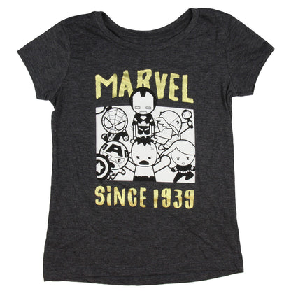 Marvel Comics Avengers Girls' Shirt Since 1939 Gold Foil Script T-Shirt