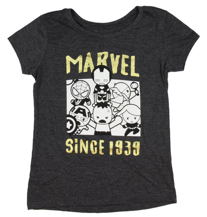 Marvel Comics Avengers Girls' Shirt Since 1939 Gold Foil Script T-Shirt