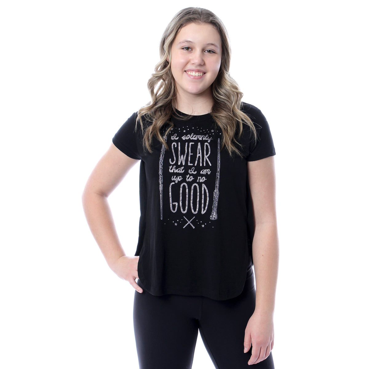 Harry Potter I Solemnly Swear Up To No Good Girls Glitter T-Shirt