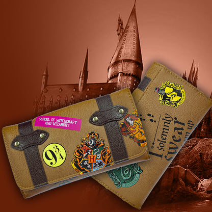 Harry Potter Hogwarts School Trunk Inspired Snap Closure Trifold Wallet