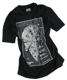 Star Wars Men's Millienium Falcon Schematics Graphic T-Shirt Black