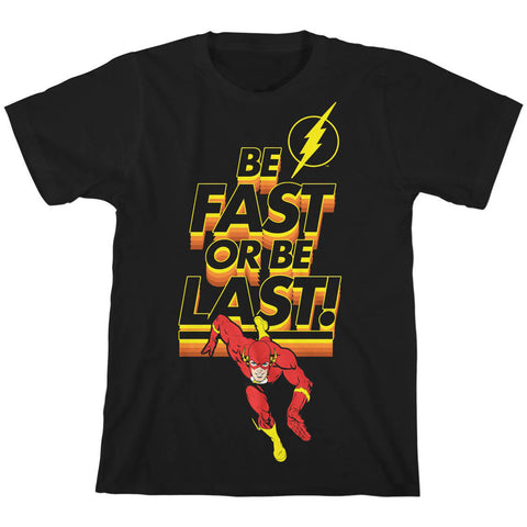DC Comics The Flash Boys' Be Fast Or Be Last Youth Kids Superhero T-Shirt