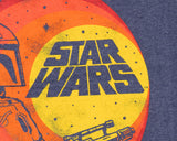 Star Wars Mens' Boba Fett Outline On A Circular Sunset Gradient T-Shirt