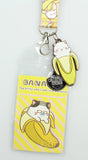 Bananya ID Lanyard Badge Holder With 2" Rubber Charm Pendant And Collectible Sticker