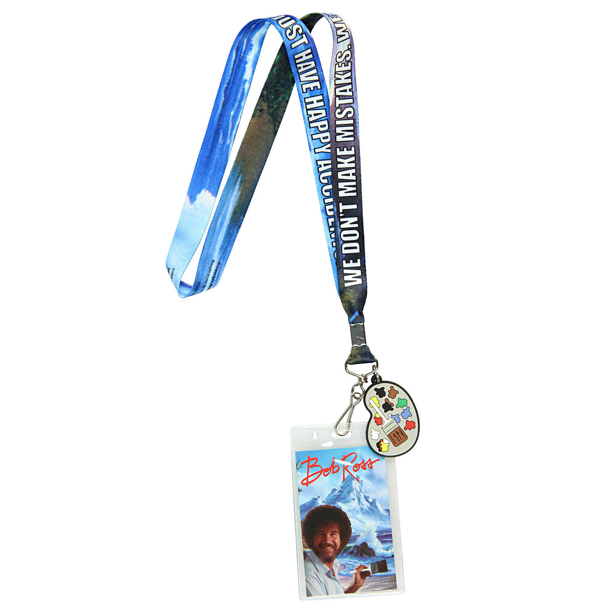 Bob Ross Lanyard Happy Accidents With Painting Charm And ID Holder