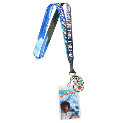 Bob Ross Lanyard Happy Accidents With Painting Charm And ID Holder