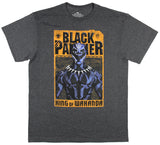 Black Panther Men's Distressed King Of Wakanda Adult Heather T-Shirt Tee
